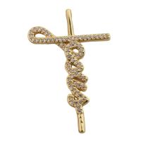 Cubic Zirconia Micro Pave Brass Pendant gold color plated fashion jewelry & Unisex & micro pave cubic zirconia golden nickel lead & cadmium free Approx 2.5*3.5mm Sold By PC