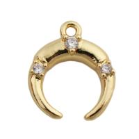 Cubic Zirconia Micro Pave Brass Pendant, gold color plated, fashion jewelry & Unisex & micro pave cubic zirconia, golden, nickel, lead & cadmium free, 15.50x13mm, Hole:Approx 3mm, Sold By PC