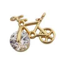 Cubic Zirconia Micro Pave Brass Pendant, Bike, gold color plated, fashion jewelry & Unisex & micro pave cubic zirconia, golden, nickel, lead & cadmium free, 14.50x18mm, Hole:Approx 2mm, Sold By PC