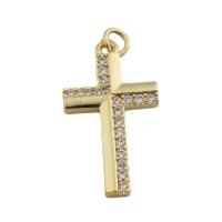 Cubic Zirconia Micro Pave Brass Pendant Cross gold color plated fashion jewelry & Unisex & micro pave cubic zirconia golden nickel lead & cadmium free Approx 2.5mm Sold By PC