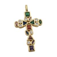 Cubic Zirconia Micro Pave Brass Pendant, Cross, gold color plated, fashion jewelry & Unisex & micro pave cubic zirconia, nickel, lead & cadmium free, 33x18.50mm, Hole:Approx 2.5mm, Sold By PC