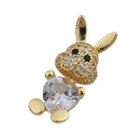 Cubic Zirconia Micro Pave Brass Pendant, Rabbit, gold color plated, fashion jewelry & Unisex & micro pave cubic zirconia, golden, nickel, lead & cadmium free, 28x11mm, Hole:Approx 2.5*7mm, Sold By PC