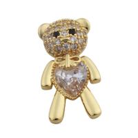 Cubic Zirconia Micro Pave Brass Pendant Bear gold color plated fashion jewelry & Unisex & micro pave cubic zirconia golden nickel lead & cadmium free Approx 2.5*7mm Sold By PC