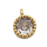 Cubic Zirconia Micro Pave Brass Pendant, gold color plated, fashion jewelry & Unisex & micro pave cubic zirconia, golden, nickel, lead & cadmium free, 10x8mm, Hole:Approx 1.5mm, Sold By PC