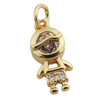 Cubic Zirconia Micro Pave Brass Pendant, gold color plated, fashion jewelry & Unisex & micro pave cubic zirconia, golden, nickel, lead & cadmium free, 15x7mm, Hole:Approx 3.5mm, Sold By PC
