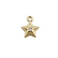 Cubic Zirconia Micro Pave Brass Pendant Star gold color plated fashion jewelry & Unisex & micro pave cubic zirconia golden nickel lead & cadmium free Approx 1.5mm Sold By PC