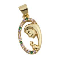 Cubic Zirconia Micro Pave Brass Pendant, gold color plated, fashion jewelry & Unisex & micro pave cubic zirconia, golden, nickel, lead & cadmium free, 18.50x10mm, Hole:Approx 3.5mm, Sold By PC