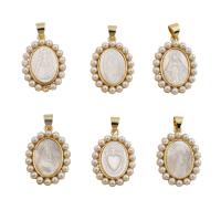 Brass Jewelry Pendants, with Shell Pearl & Shell, gold color plated, fashion jewelry & Unisex & different designs for choice, golden, nickel, lead & cadmium free, 23.50x17mm, Hole:Approx 3.5mm, Sold By PC