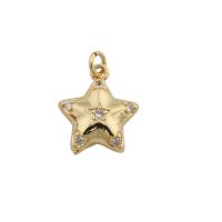 Cubic Zirconia Micro Pave Brass Pendant Star gold color plated fashion jewelry & Unisex & micro pave cubic zirconia golden nickel lead & cadmium free Approx 3.5mm Sold By PC