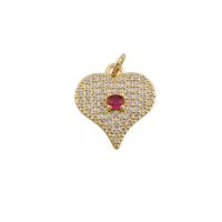Cubic Zirconia Micro Pave Brass Pendant, Heart, gold color plated, fashion jewelry & Unisex & micro pave cubic zirconia, golden, nickel, lead & cadmium free, 17.50x16mm, Hole:Approx 3.5mm, Sold By PC
