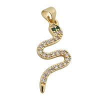 Cubic Zirconia Micro Pave Brass Pendant, Snake, gold color plated, fashion jewelry & Unisex & micro pave cubic zirconia, golden, nickel, lead & cadmium free, 28x12mm, Hole:Approx 3.5mm, Sold By PC