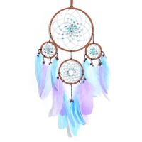 Fashion Dream Catcher, Feather, with leather cord & Wood & Plastic & Iron, handmade, for home and office & different styles for choice, mixed colors, 600mm, Sold By PC