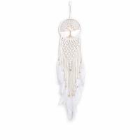 Fashion Dream Catcher Feather with Cotton Thread & Natural Gravel & Wood & Brass & Iron Tree handmade for home and office white 950mm Sold By PC