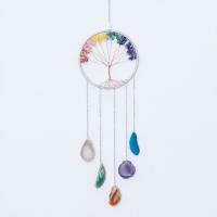 Fashion Dream Catcher Iron with Natural Gravel & leather cord & Brass Tree handmade for home and office multi-colored nickel lead & cadmium free 600mm Sold By PC