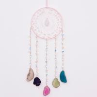 Fashion Dream Catcher, Agate, with Natural Gravel & leather cord & Iron, handmade, for home and office, multi-colored, 500mm, Sold By PC