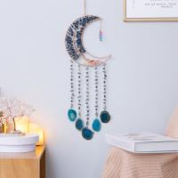Fashion Dream Catcher Natural Gravel with Agate & Brass & Iron Moon handmade for home and office multi-colored 550mm Sold By PC
