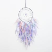 Fashion Dream Catcher, Feather, with Natural Gravel & leather cord & Plastic & Iron, handmade, for home and office, mixed colors, 630mm, Sold By PC