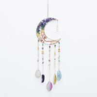 Fashion Dream Catcher Natural Gravel with Agate & Brass Moon handmade for home and office multi-colored 600mm Sold By PC