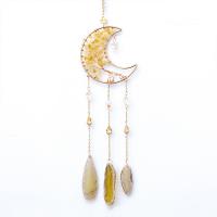 Fashion Dream Catcher, Agate, with Natural Gravel & Brass, Moon, handmade, for home and office, 450mm, Sold By PC