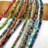 Perles bijoux en pierres gemmes, Jaspe d'impression, cadre, DIY, plus de couleurs à choisir, 4x4mm, Environ 95PC/brin, Vendu par brin