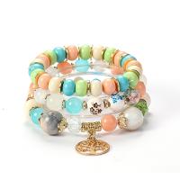 Glass Beads Bracelet with Plastic & Zinc Alloy & Acrylic plated fashion jewelry Sold By Set