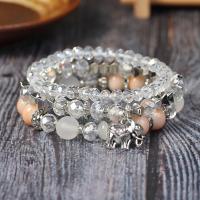 Glass Beads Bracelet with Plastic & Zinc Alloy & Acrylic fashion jewelry & Unisex The inner diameter of the bracelet is 18cm Sold By Set