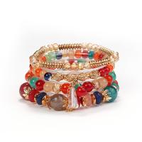 Glass Beads Bracelet with Plastic & Zinc Alloy & Acrylic fashion jewelry & Unisex Sold By Set