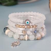 Bracelet de perles de verre, Des billes de verre, avec plastique & alliage de zinc & Acrylique, bijoux de mode & unisexe, plus de couleurs à choisir, The inner diameter of the bracelet is 18cm, 4PC/fixé, Vendu par fixé