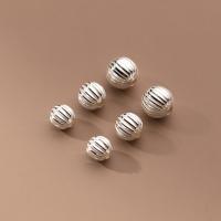 925 Sterling Silver Beads Round plated DIY platinum color Sold By PC