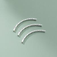925 Sterling Silver Curved Tube Beads plated DIY platinum color Sold By PC