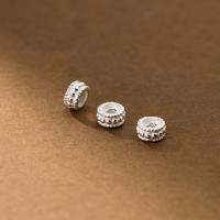925 Sterling Silver Beads, plated, DIY, platinum color, Diameter 7.5 * height 4mm, Sold By PC