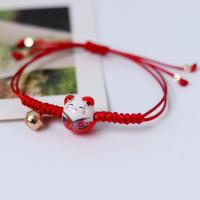 Porcelain Bracelet, with Wax Cord, Adjustable & fashion jewelry, more colors for choice, Length:Approx 21 cm, Sold By PC