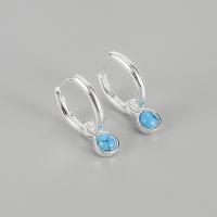 925 Sterling Silver Drop &  Dangle Earrings, with turquoise, fashion jewelry & for woman, nickel, lead & cadmium free, Earring size:14mm, Sold By Pair