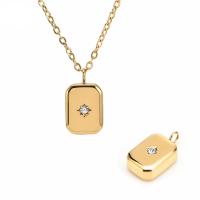 304 Stainless Steel Necklace with 2inch extender chain gold color plated & for woman & with rhinestone Length Approx 15.7 Inch Sold By PC