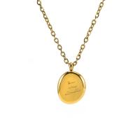 Titanium Steel Necklace with 2inch extender chain Oval gold color plated Unisex & oval chain & with letter pattern Length Approx 15.7 Inch Sold By PC
