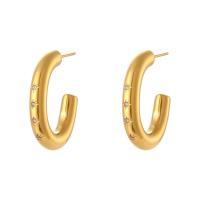 Stainless Steel Stud Earrings 304 Stainless Steel 18K gold plated fashion jewelry & micro pave cubic zirconia & for woman golden Sold By Pair