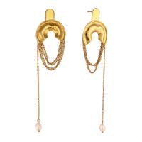 Fashion Fringe Brincos, Aço inoxidável 316L, 18K banhado a ouro, joias de moda & para mulher, dourado, vendido por par