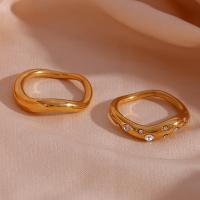 Zirkonia Edelstahl-Finger- Ring, 316 L Edelstahl, 18K vergoldet, Modeschmuck & verschiedene Größen vorhanden & verschiedene Stile für Wahl & Micro pave Zirkonia & für Frau, goldfarben, verkauft von PC