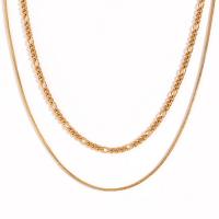 Edelstahl Schmuck Halskette, 316 L Edelstahl, mit Verlängerungskettchen von 5cm, 18K vergoldet, Doppelschicht & Modeschmuck & für Frau, goldfarben, Länge:ca. 36 cm, ca. 40 cm, verkauft von PC