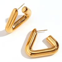 Boucle d'oreille de gaujon en acier inoxydable, acier inoxydable 316L, Plaqué or 18K, bijoux de mode & pour femme, doré, Vendu par paire