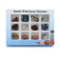 Bijoux Pendentifs en pierres gemmes, pierre gemme, avec boîte de papier, poli, 12 pièces & DIY & mélangé, 142x105x18mm, 12PC/boîte, Vendu par boîte