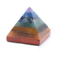 Decoração da moda, Pedra do arco-íris, Piramidal, polido, para casa e escritório, multi colorido, 30x28mm, vendido por PC