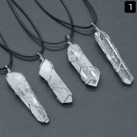 Quartz Gemstone Pendants Clear Quartz with Brass Conical plated DIY Length about 12-15mm Hight about 50-65mm Sold By PC