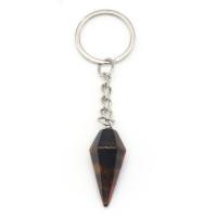 Bag Purse Charms Keyrings Keychains, Natural Stone, with Tibetan Style, Conical, silver color plated, fashion jewelry & different materials for choice & Unisex, more colors for choice, 14x31mm, Sold By PC