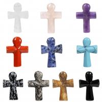 Gemstone Pendants Jewelry Natural Stone Cross DIY Sold By PC