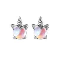 925 Sterling Silver Stud Earrings, with Lampwork, fashion jewelry & for woman, nickel, lead & cadmium free, Sold By Pair