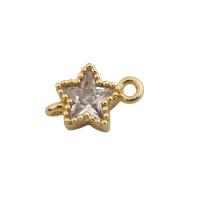 Cubic Zirconia Micro Pave Brass Connector Star gold color plated DIY & micro pave cubic zirconia golden nickel lead & cadmium free Approx 1.5mm Sold By PC