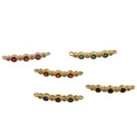 Cubic Zirconia Micro Pave Brass Connector, gold color plated, DIY & micro pave cubic zirconia, more colors for choice, nickel, lead & cadmium free, 3.50x23.50mm, Hole:Approx 1.5mm, Sold By PC