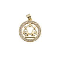 Cubic Zirconia Micro Pave Brass Pendant, gold color plated, fashion jewelry & Unisex & micro pave cubic zirconia, golden, 22.50x20.50mm, Hole:Approx 3.5mm, Sold By PC