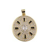 Cubic Zirconia Micro Pave Brass Pendant, Round, gold color plated, fashion jewelry & Unisex & micro pave cubic zirconia, golden, nickel, lead & cadmium free, 33.50x28mm, Hole:Approx 3.5mm, Sold By PC